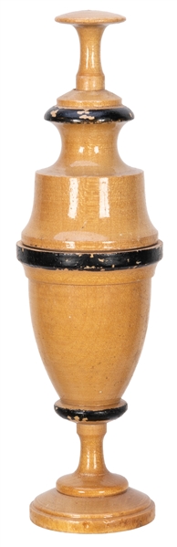  “Melting Pot” Coin Vase. European, ca. 1900. Turned boxwood...