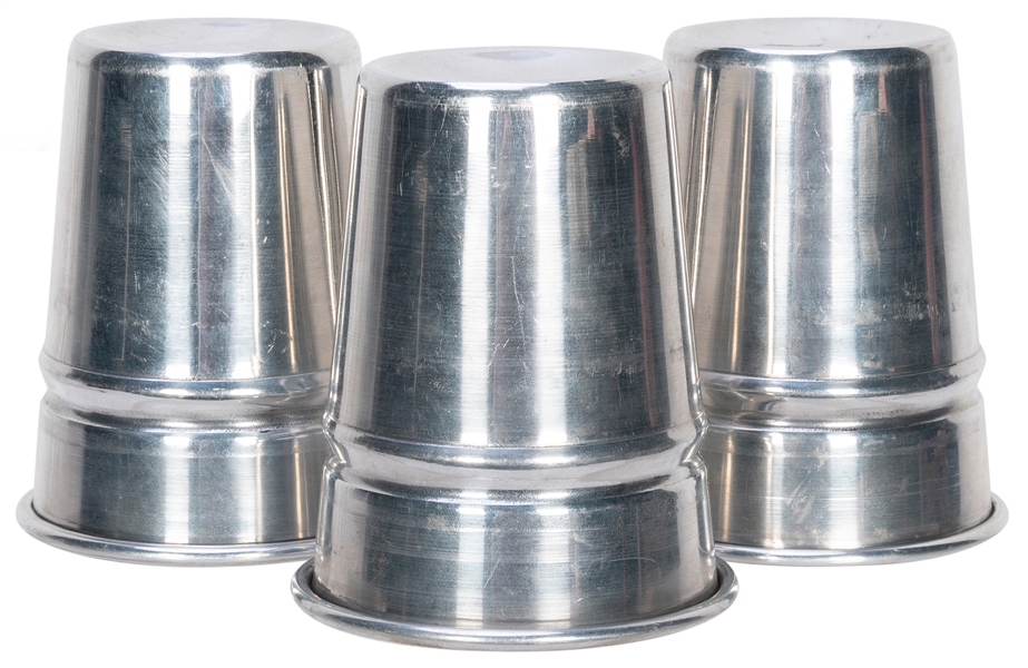  Traditional Aluminum Cups. Circa 1940. Large set of three s...