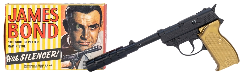  James Bond 007 Goldfinger Cap Pistol with Silencer in Origi...