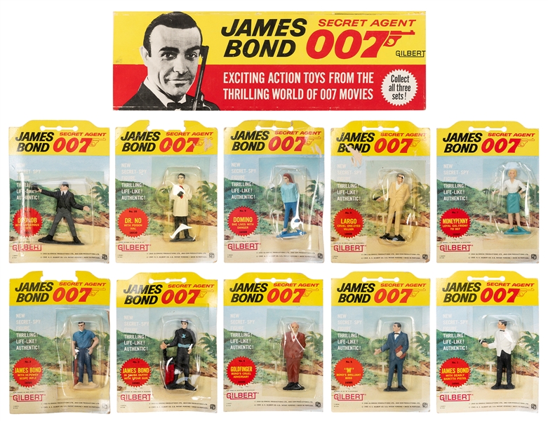  James Bond 007 A.C. Gilbert Action Figures (11) and Display...