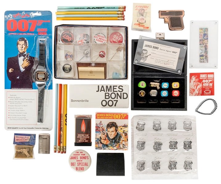  James Bond Collection of Watches, Pins, Lighters, and Perso...