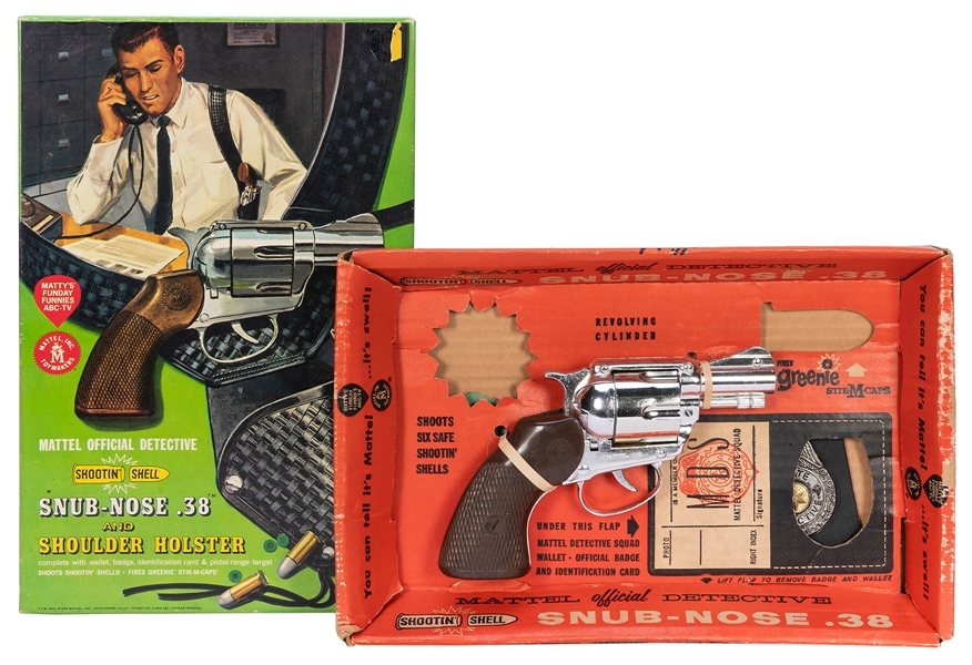 Two Mattel Detective Snub Nose .38 Pistol Sets. Includes Ma...