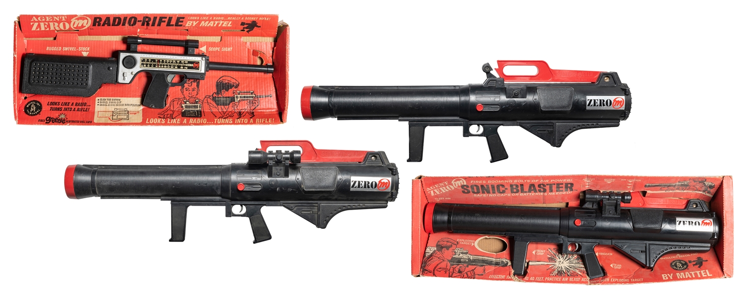  Mattel Agent Zero M Sonic Blasters and Radio-Rifle. Mattel,...