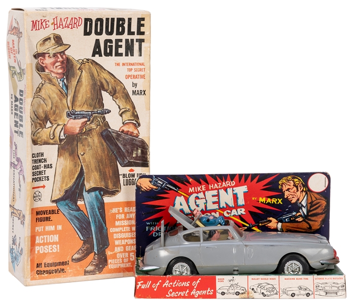  Marx Mike Hazard Agent Action Card and Double Agent Figure....