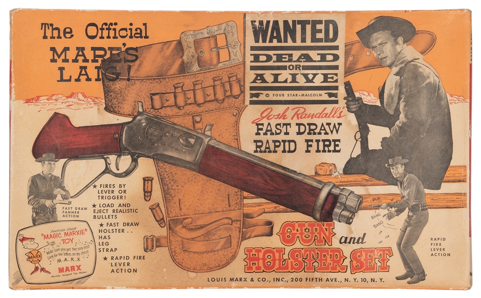  Marx “Wanted Dead or Alive” Mare’s Laig Gun and Holster Set...