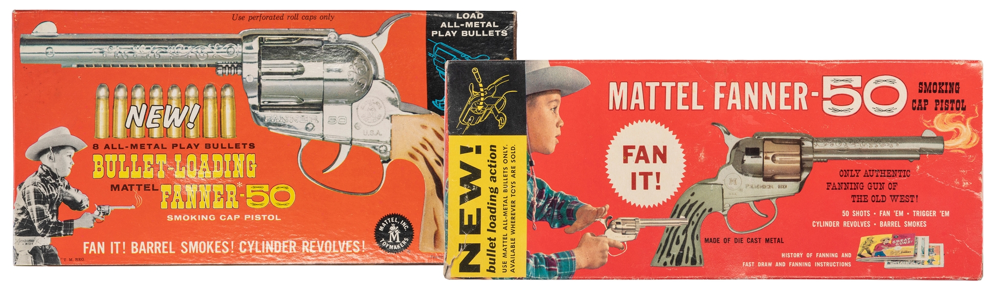  Two Mattel Fanner-50 Cap Pistols in Original Boxes. USA: Ma...