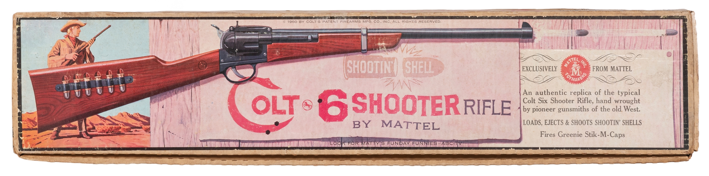  Mattel Colt 6 Shooter “Shootin’ Shell” Rifle in Original Bo...