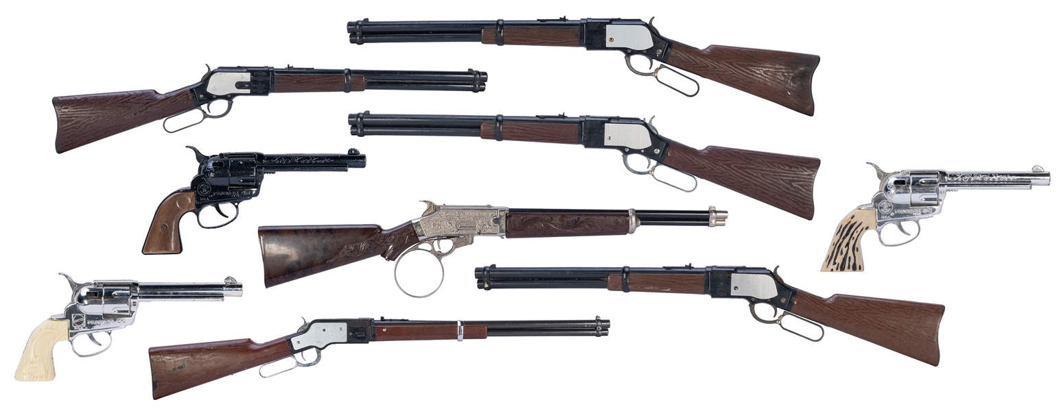  Group of 8 Mattel / Hubley Cap Rifles and Revolvers. USA, c...