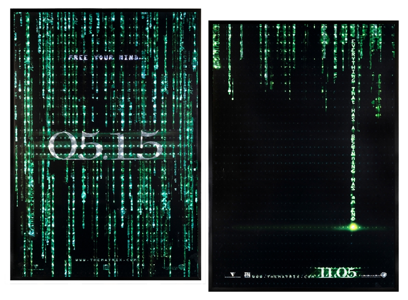 A Pair of Holofoil Teaser Posters from The Matrix Reloaded and The Matrix Revolutions. Warner 