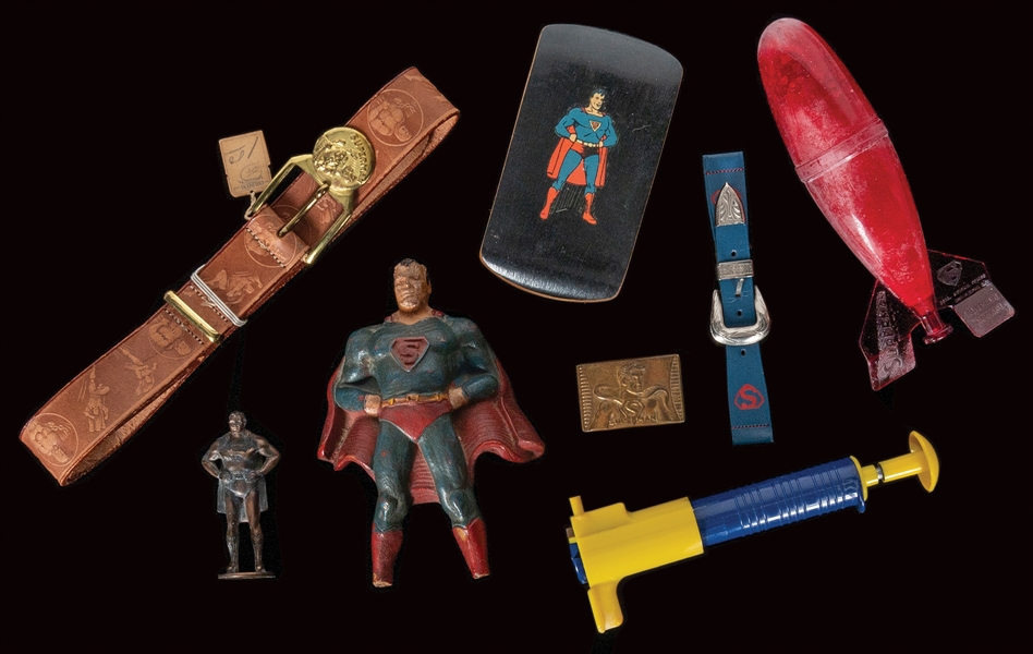  Superman Group of Toys and Premiums. Circa 1940s/50s. Nine ...