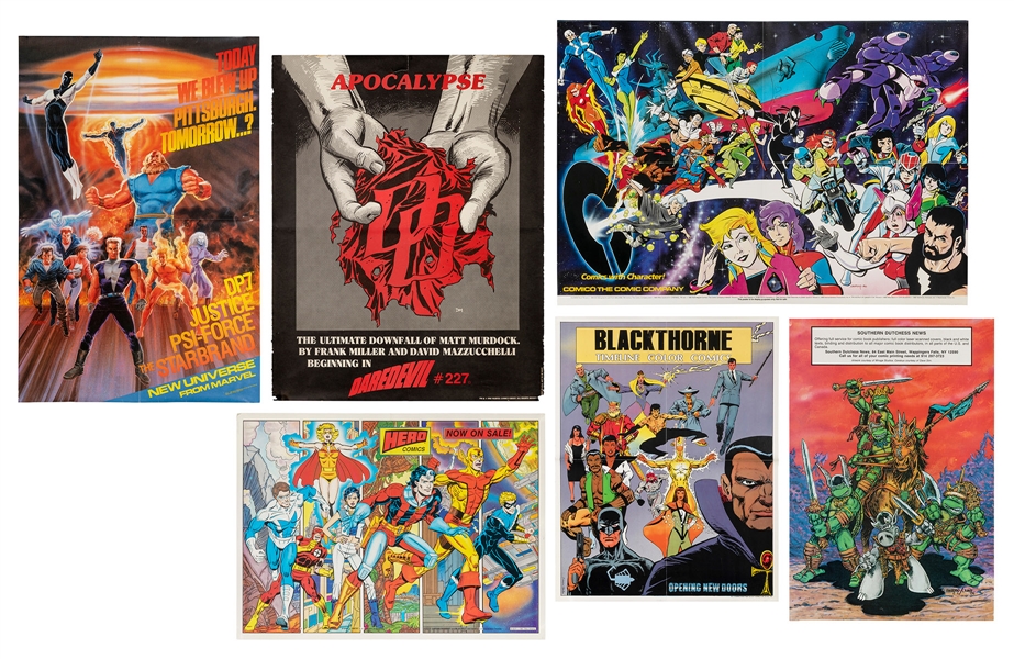  Nine 1980s Comic Book Publishing / Advertising Posters. Ame...