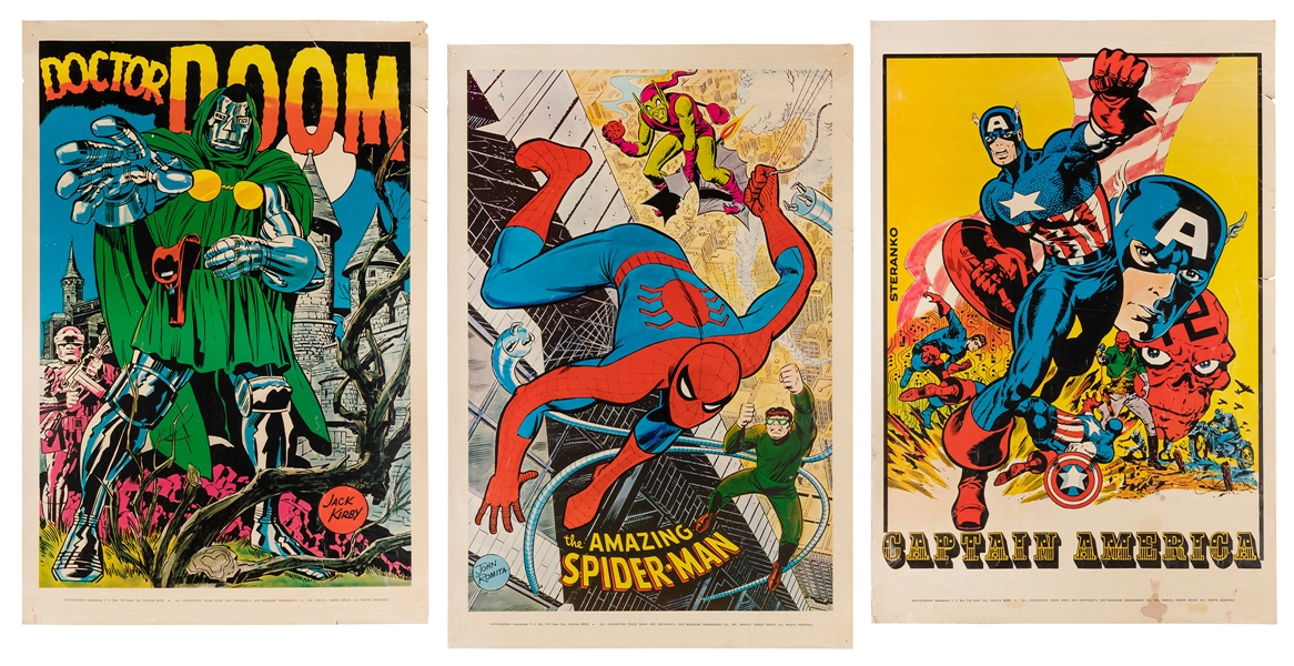  Trio of Marvelmania 1970 Superhero Posters. Three posters f...