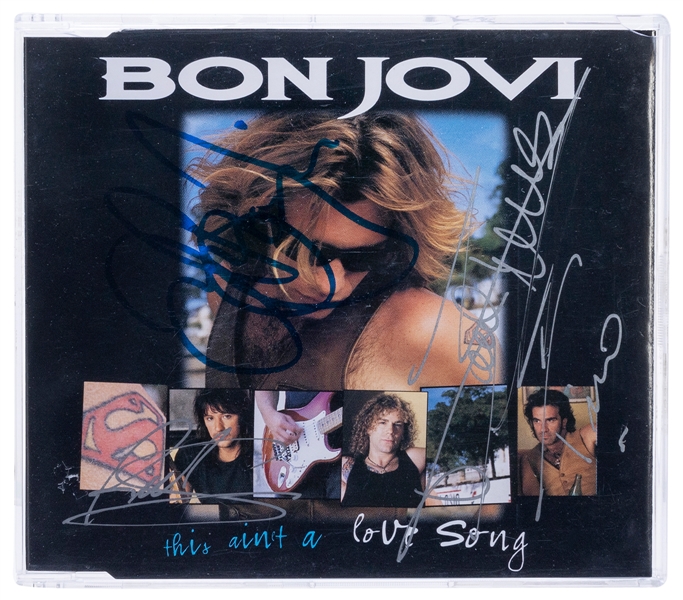  [BON JOVI]. This Ain’t A Love Song CD single Signed by Memb...