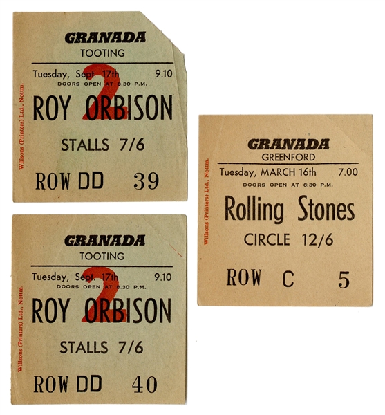  [CONCERT TICKETS]. Original Tickets for Performances by Roy...