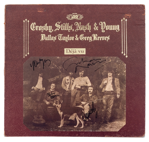  CROSBY, STILLS, NASH, AND YOUNG. Deja Vu Album signed by Cr...