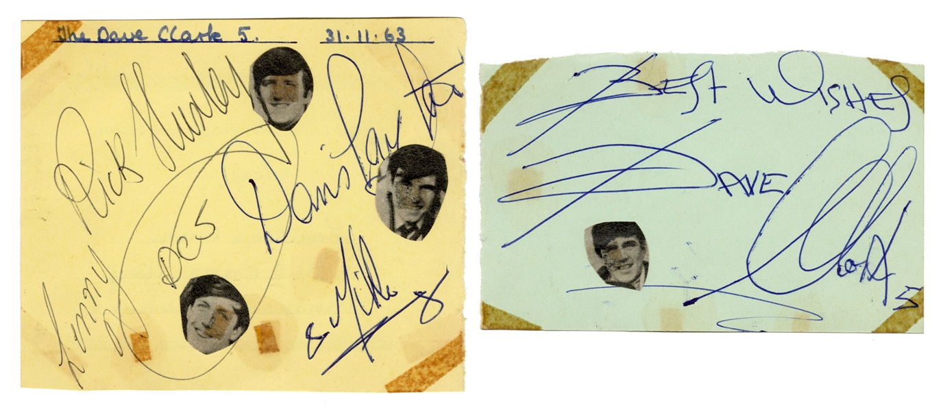  [DAVE CLARK FIVE]. Pair of Autograph Album Pages Signed by ...