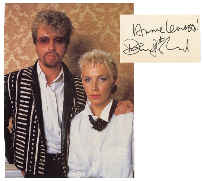  [THE EURYTHMICS]. Annie Lennox and Dave Stewart Cut Signatu...