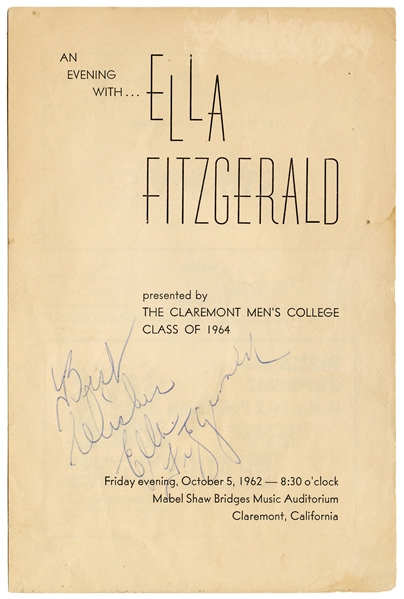  [FITZGERALD, Ella (1917-1996)]. Concert Program Inscribed b...