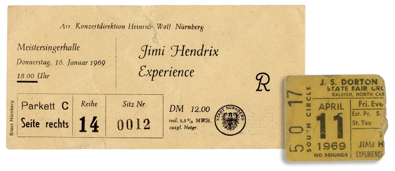  [HENDRIX, Jimi (1942-1970)]. Concert Ticket for 16 January ...