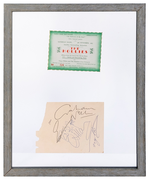  [THE HOLLIES]. Sheet of Paper Signed by The Hollies Display...