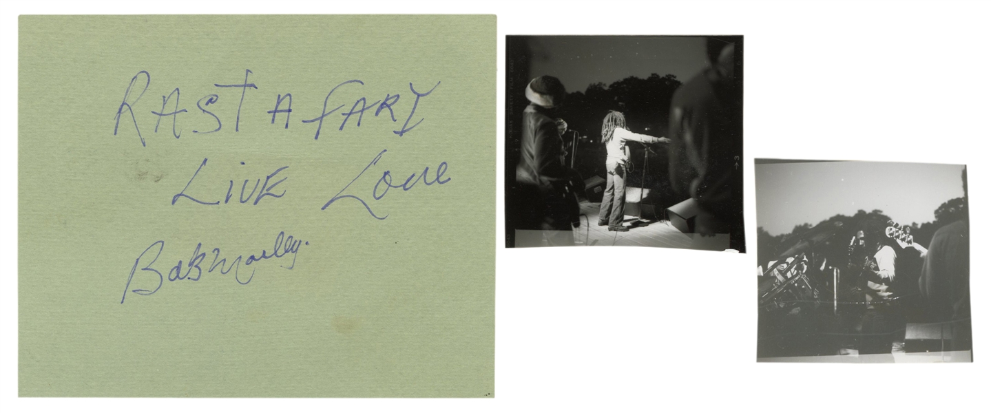  [MARLEY, Bob (1945-1981)]. Card Inscribed by Bob Marley wit...