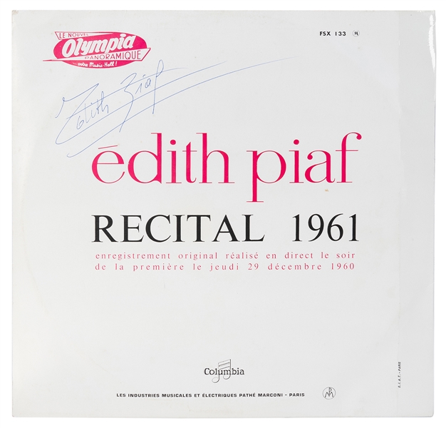  PIAF, Edith (1915-1963). Recital 1961 LP Signed by Edith Pi...