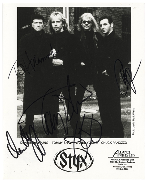  [STYX]. Publicity Still Inscribed by Members of Styx. 1997....
