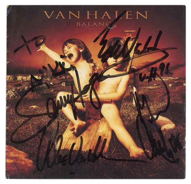  [VAN HALEN]. Balance CD Booklet Inscribed by Members of Van...