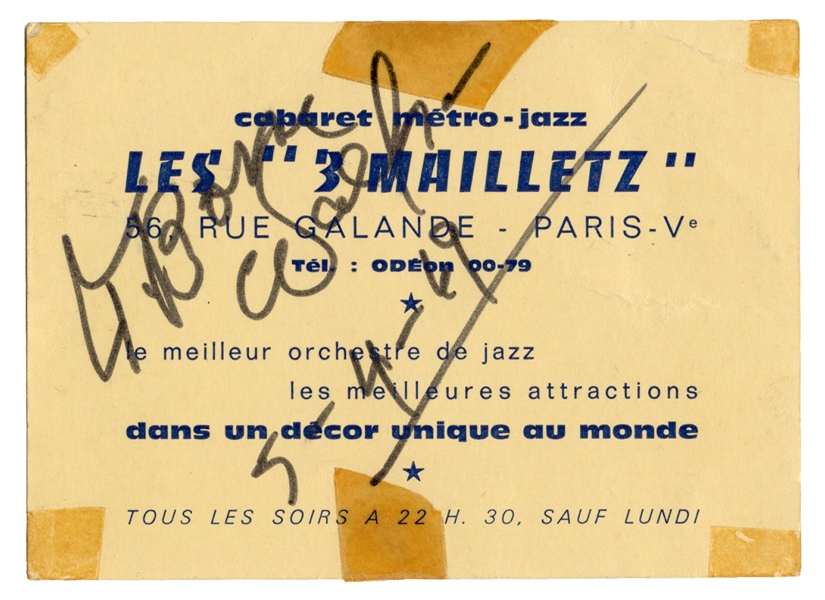  [WALKER, T-Bone (1910-1975)]. Les 3 Mailletz Card Signed by...