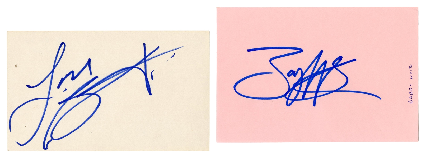  [WHITE, Barry (1944-2003)]. Pair of Cards Signed by Barry W...