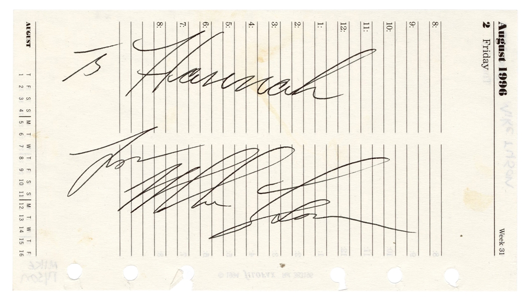  [TYSON, Mike (b. 1966)]. Sheet of Paper Inscribed by Mike T...