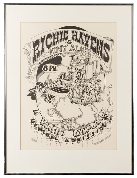  Richie Havens & Tiny Alice Concert Poster. Zandman’s Logos,...