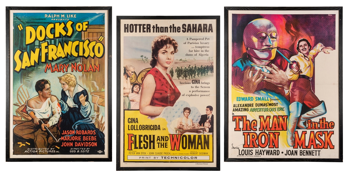  Three Framed Vintage One-Sheet Movie Posters. Three one she...