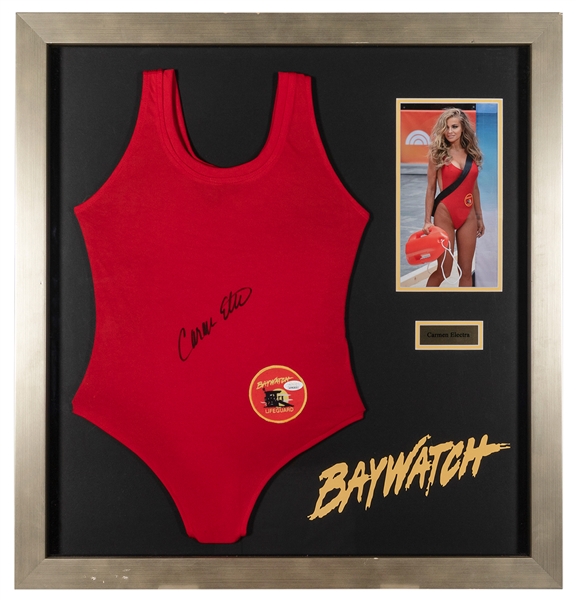  Baywatch Costume Swimsuit Signed by Carmen Electra. Origina...