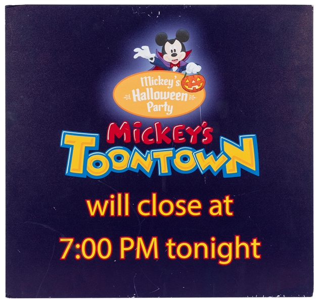  Disneyland Mickey’s Toontown Closing Sign. Circa 2000s. Ori...