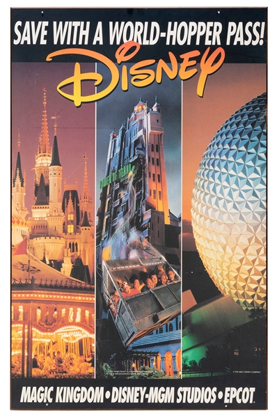  Walt Disney World Save with a Park Hopper Pass Sign. 1990s....