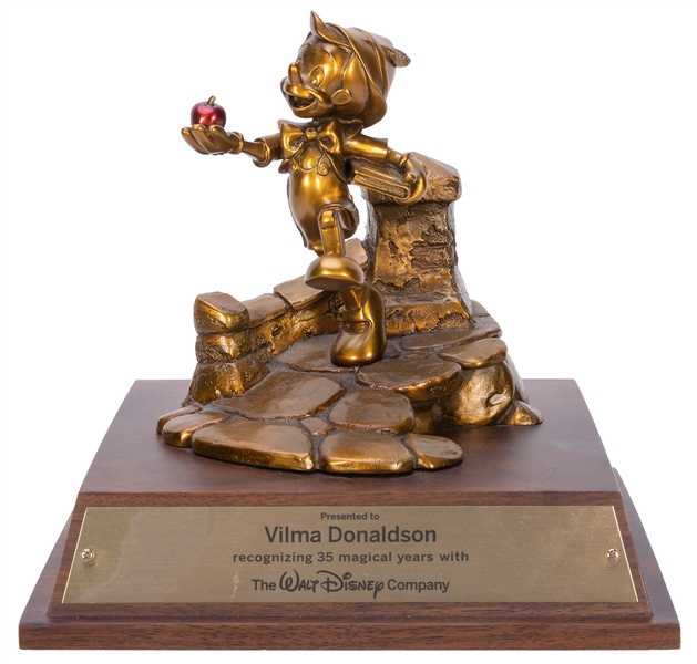  Pinocchio Disney Service Award. Circa 1990s. Bronze award o...
