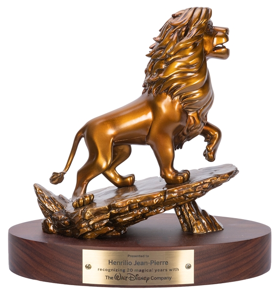  Simba Disney Service Award. Circa 1990s. Bronze award on wo...
