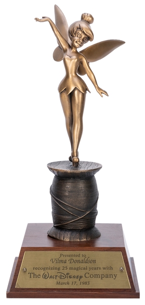  Tinkerbell Disney Service Award. 1983. Bronze award on wood...