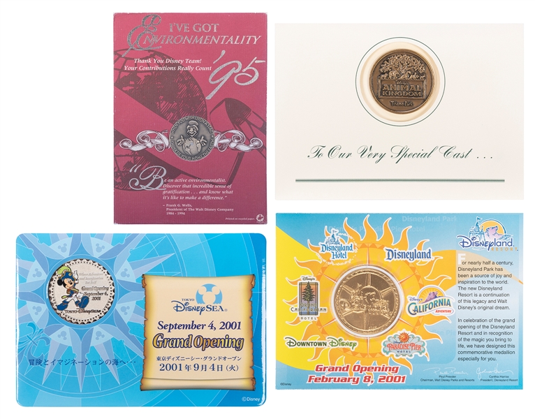  Group of 4 Medallions Issued to Commemorate Various Disney ...