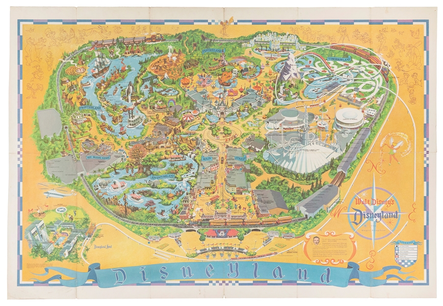  Disneyland Souvenir Map Poster. 1968. Walt Disney Productio...