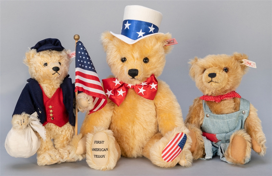  Steiff Trio of Patriotic / Americana Teddy Bears. Including...