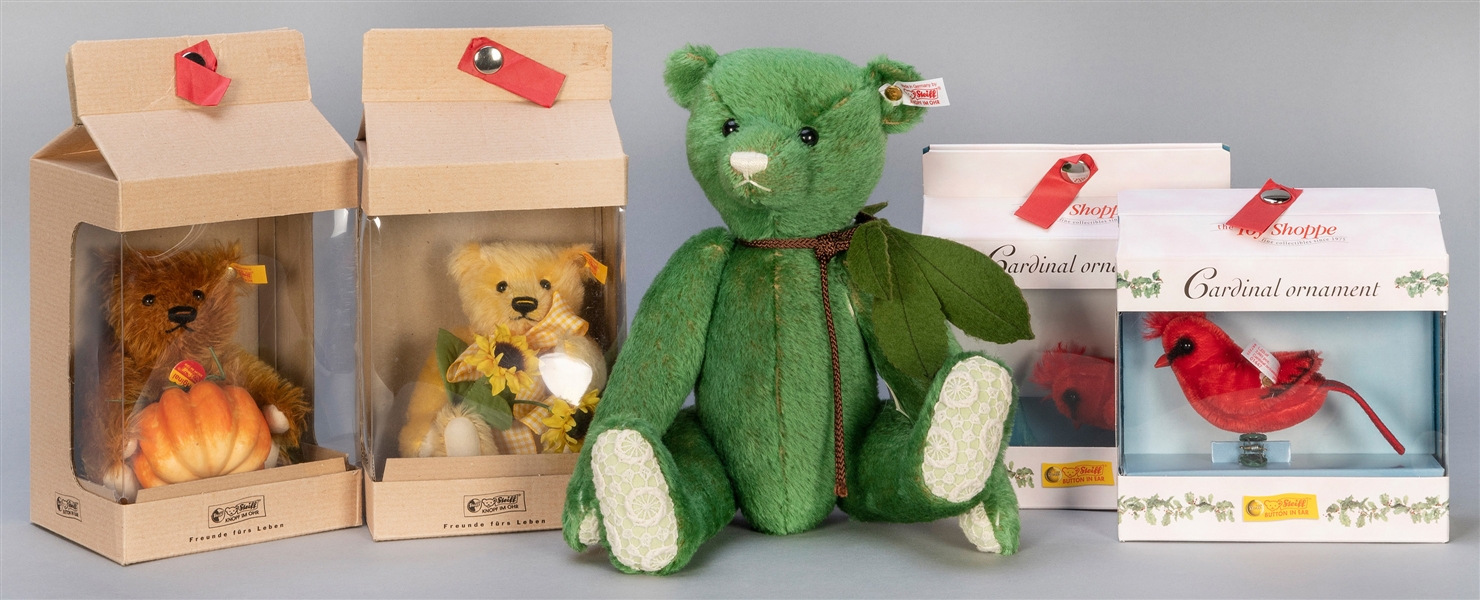  Five Steiff Bears and Other Animals. Including Steiff Club ...