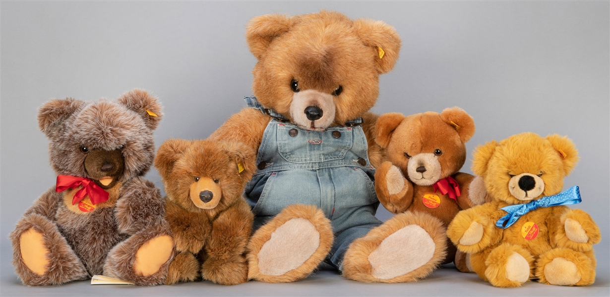  Five Steiff Plush Teddy Bears. Including Molly Teddy Bear (...