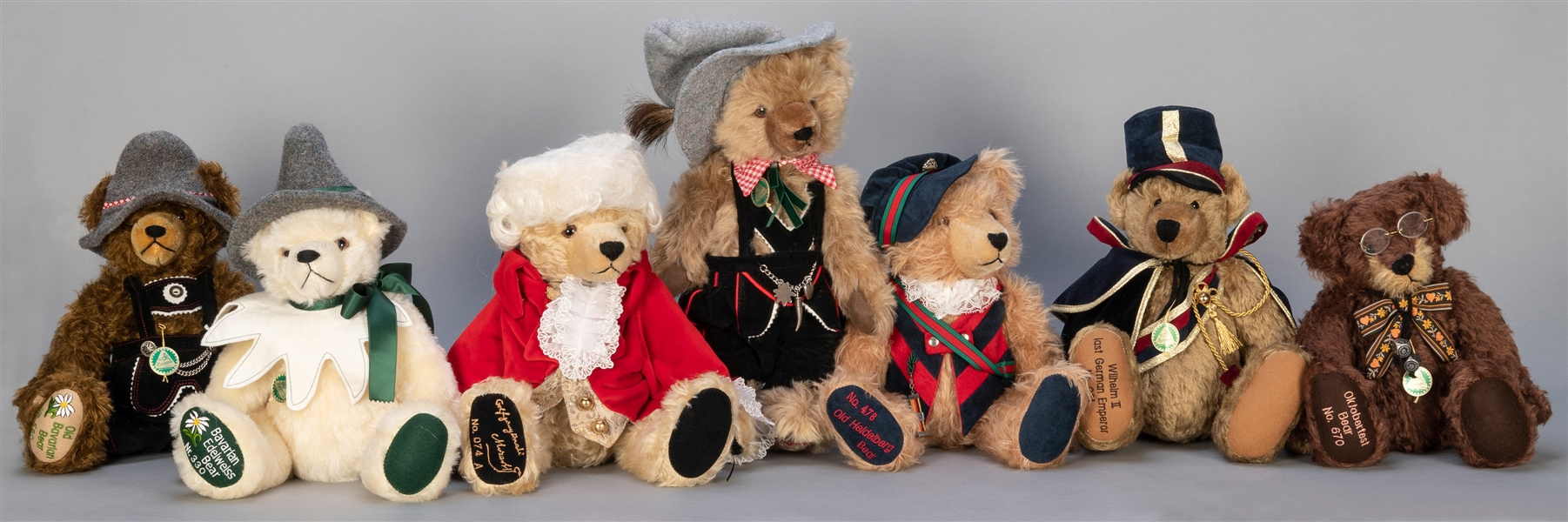  Hermann Teddy Bears. Lot of 7 German and Austrian Related B...