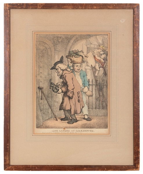  ROWLANDSON, Thomas. Love Laughs at Locksmiths. [1811]. Hand...