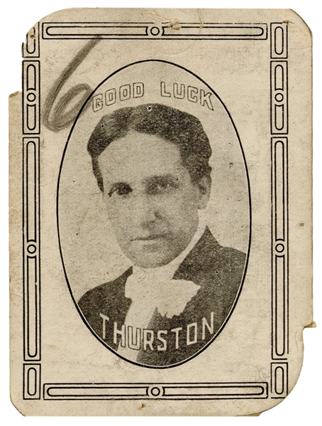  THURSTON, Howard. Howard Thurston throw-out card. Circa 191...