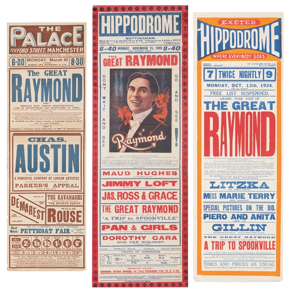  RAYMOND, Maurice. Three Great Raymond magic broadsides. Gre...