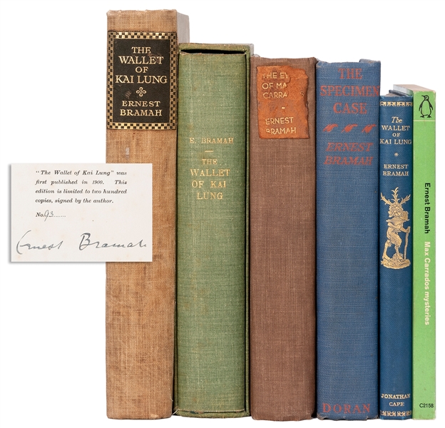  BRAMAH, Ernest (1868–1942). A group of 6 volumes, including...