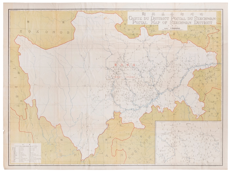  [MAP]. Carte du District Postal du Szechwan / Postal map of...